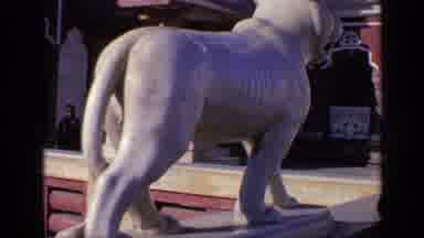 India (1970): Different Views Of White Lioness Statue Outside Building Cars Drive