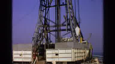 United Kingdom (1970): Industrial Offshore Drilling Rig With Workers Inspecting