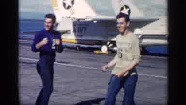 CUBA-1962: Military Guys Horsing Around On A Flight Deck During The Day