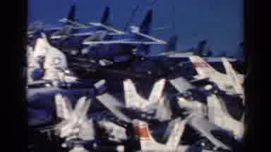 Cuba (1962): Many Airplanes On Aircraft Carrier Floating In Water And Yellow Boxes