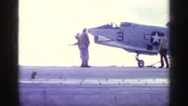 CUBA-1962: U.S. Navy Jet On Aircraft Carrier Deck With Crew