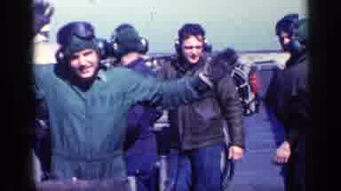 CUBA-1962: Pilots With Goggles Dancing Outside Before Boarding In Winter Hats