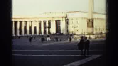 CUBA-1962: Vintage 8mm Footage of a Historic Square with Colonnade and Fountain