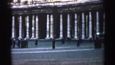 CUBA-1962: Sunny Colonnade With Classic Car And Pedestrians