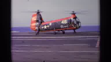 GREECE-1963: HU-16 Albatross Helicopter On Aircraft Carrier Deck