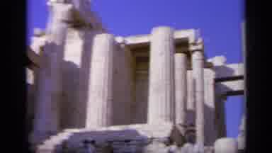 GREECE-1963: Historic Greek-Roman Ruins With Tourists And Columns