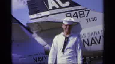 Greece (1963): Navy Man Standing Next To Uss Saratoga Walls Forward While Smiling