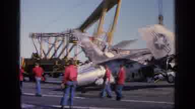 Greece (1963): Military Plane Being Hoisted And Moved With A Crane On The Deck Of