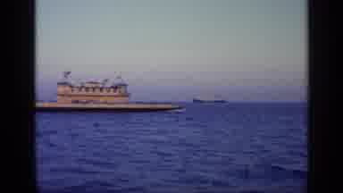 Florida USA (1968): Ship Sails Through The Bright Blue Water In The Ocean