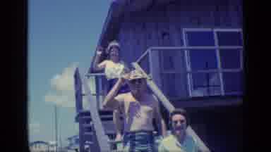 Florida USA (1968): Men And Women Walking Down The Stairs From A Beach House On A