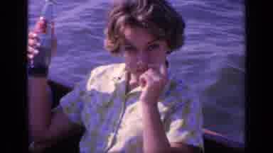 Florida USA (1968): Young Woman Smiling At Camera On Sunny Day Boat Ride With