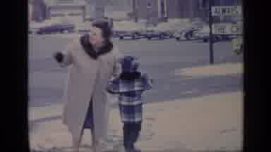 California USA (1969): Mother Showing Child Cow Statue