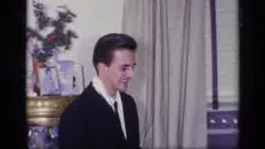 California USA (1969): Talking Smiling Laughing Man Tuxedo Old Lady Grandmother