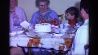 California USA (1969): Family Birthday Party Grandmother In Blue Opening Box And