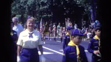 California USA (1969): Woman Wearing White Shirt Matches With Cub Scout Troop In