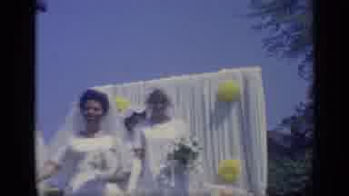 California USA (1969): Parade Float Brides White Dresses Veils Flowers Gloves