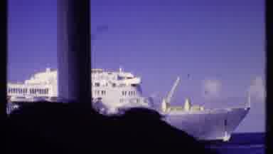 Bahamas (1969): Massive Cruise Ship Slowly Passing By In The Calm Blue Waters Of