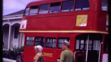 Bahamas (1969): Footage Of An Old Red Double Decker Bus Parked On A London