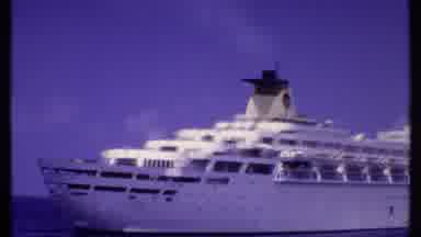 Bahamas (1969): Large White Cruise Passenger Ship On A Ocean Voyage Surrounded By