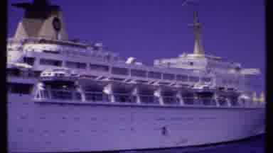 Bahamas (1969): Large Cruise Ship Being Sized Up On Beautiful Blue-Skied Day