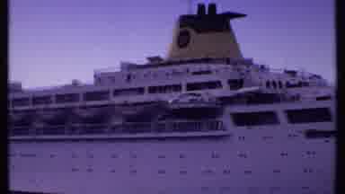 Bahamas (1969): White Cruise Ship At Port Ready To Set Sail At Dusk