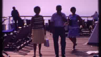 Bahamas (1969): Three Adults Walking And Waving Enjoying Their Time On A Ship