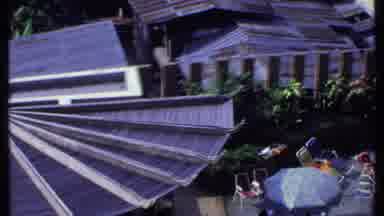 India (1969): A Holiday Terrace With Parasols Deck Chairs And Tables