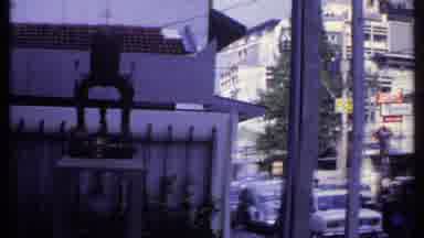 India (1969): Street Cars Driving City Busy People Walking Panning Camera Vintage