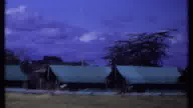 Kenya (1969): Giraffe In The Trees And Several Buildings With Roofs