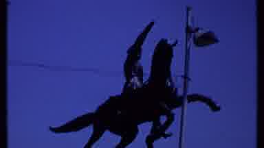 Kenya (1969): Gray Statue Of Warrior Riding Horse In City With Blue Sky Behind