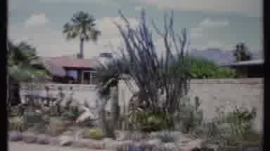 California USA (1971): Rocks Trees Plants Driveway Sky House Roof Wall Cactus