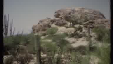 California USA (1971): Scenic Panoramic A Rocky Desert Landscape With Cacti