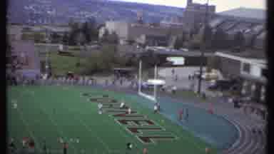 Ithaca New York (1979): Cornell University Football Scoreboard And Cheerleaders On