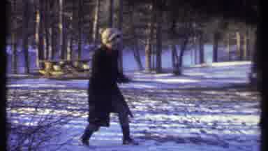 Ithaca New York (1979): Two Person Snow Ball Fight In A Park Near A Picnic Table