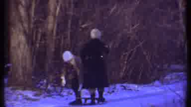 Ithaca New York (1979): Two People Try To Use Sled On Flat Ground Instead Of On A