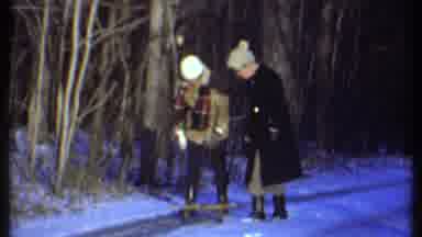 Ithaca New York (1979): 2 Young Adults Playing In Wintery Weather With Sled On