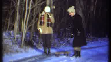 Ithaca New York (1979): Winter Scene In A Wood Where 2 Girls Try To Walk On The