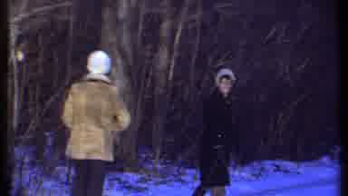 Ithaca New York (1979): Women Walk Together Then One Tosses Snowball At The Other