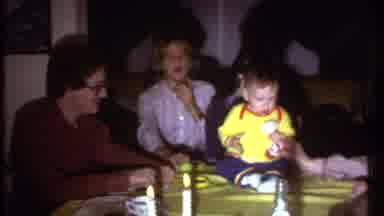 Ithaca New York (1979): Little Baby Sitting On The Table While His Family Played