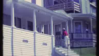 Vermont USA (1984): Woman Walking Up The Front Porch Of House And A Car