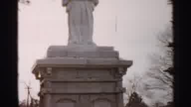 Japan (1952): White Statue Pedestal And Steps On A Cloudy Day