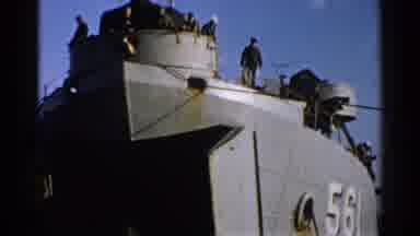 Japan (1952): Six Men Standing On And Looking Off Of A Green Boat The Boat Has