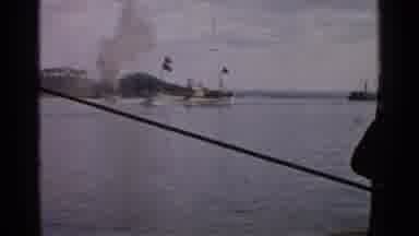 Japan (1952): Camera Following A Giant Military Styled Ship Sailing Across The Sea