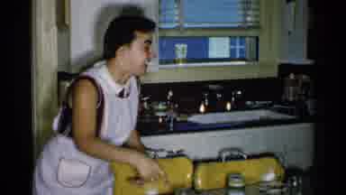 Japan (1952): Two Ladies Gathering Together To Clean The Table After Cooking And
