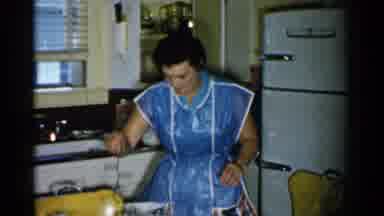 Japan (1952): Woman In The Kitchen Cooking And Cleaning