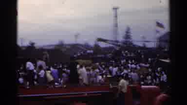 Japan (1953): Parade Fire Truck Fair Gathering People Crowd Tents Flags Old