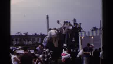 Japan (1953): People Getting Out Of A Strange Military Plane At Dusk