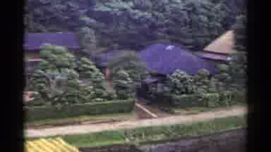 Japan (1953): Houses With Slanted Roofs Next To Trees Or A Forest