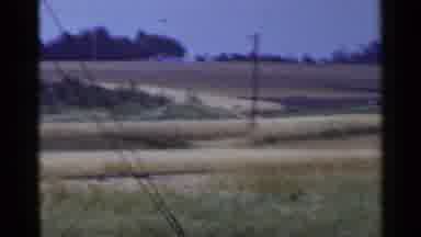 Japan (1953): A Field Of Grass Sand And Telephone Poles Is Bordered By Trees On