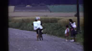 Japan (1953): Rural Farming Black Family Bicycle Baby Woman Child